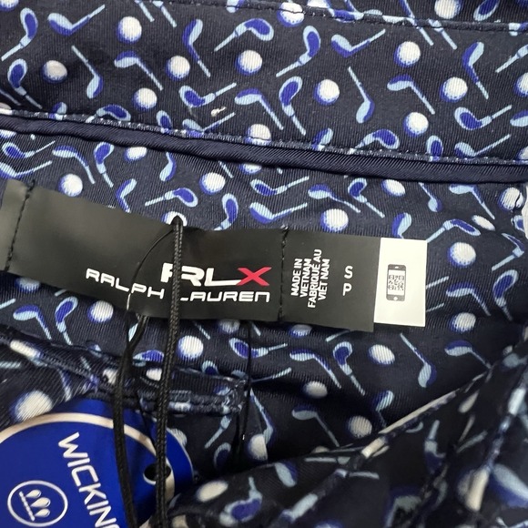 RLX Ralph Lauren Airflow Performance Golf Ball Club Print Polo Shirt Men's Small - Picture 2 of 11